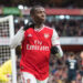 LONDON, ENGLAND - FEBRUARY 23: Eddie Nketiah of Arsenal FC celebrate after scoring 1st goal during the Premier League match between Arsenal FC and Everton FC at Emirates Stadium on February 23, 2020 in London, United Kingdom. (Photo by Sebastian Frej/MB Media/Getty Images)